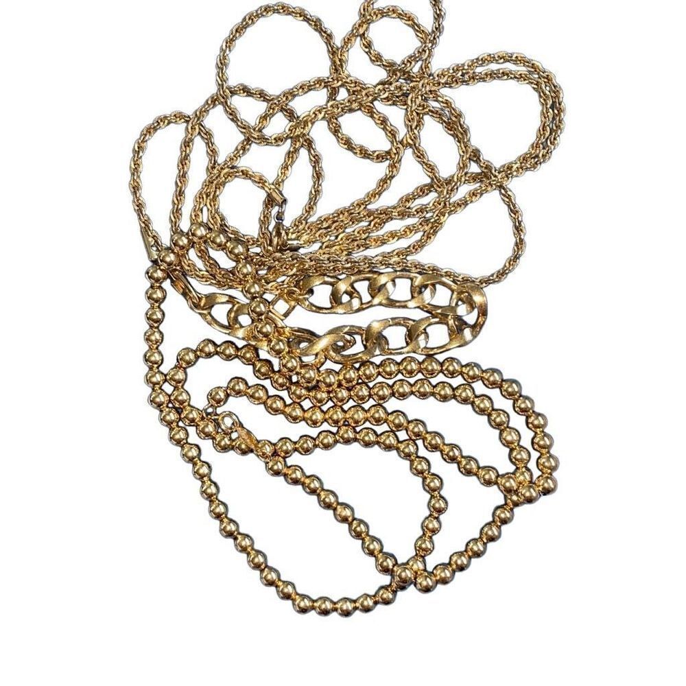 Vintage Signed Napier Chain 2 Necklaces And 1 Bracelet Collection Lot Goldtone C
